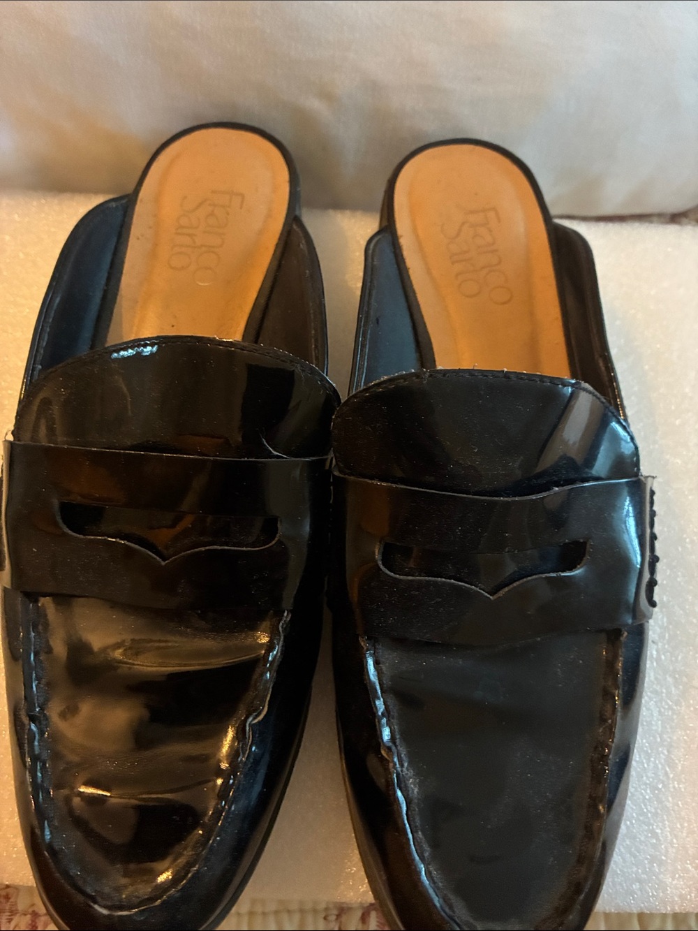Franco Sarto Black Patent Slip-On Loafers